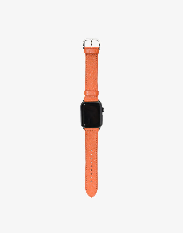 Hyer Goods recycled leather Apple Watch Band orange croc #color_flame-croc