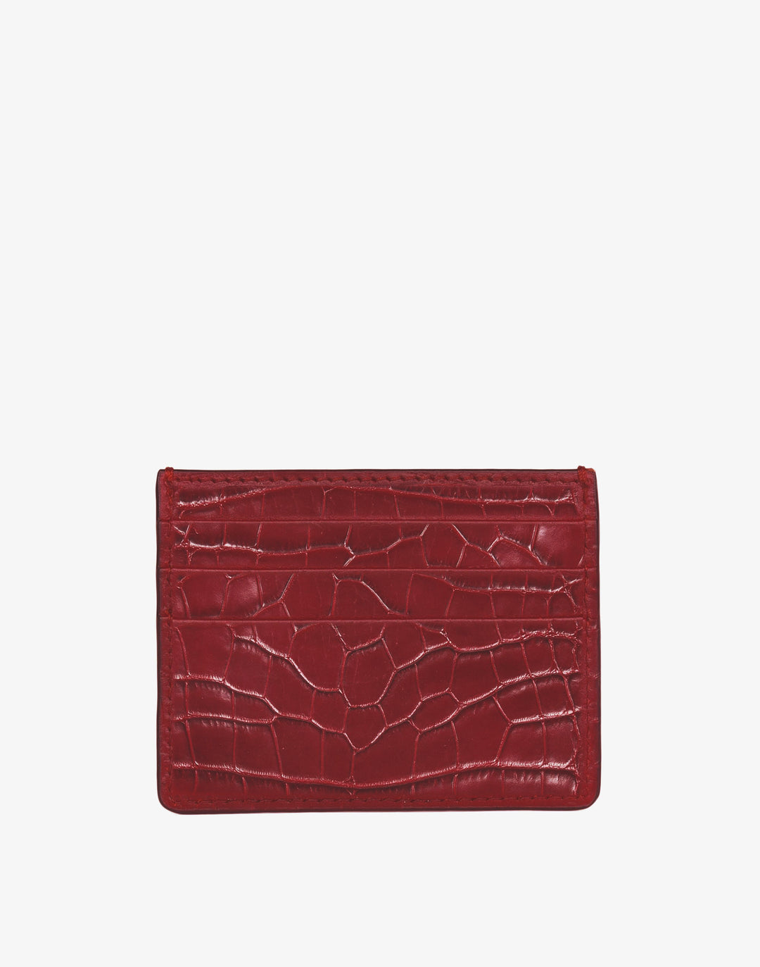 Hyer Goods_upcycled leather Card Wallet_Red Croc#color_red-croco