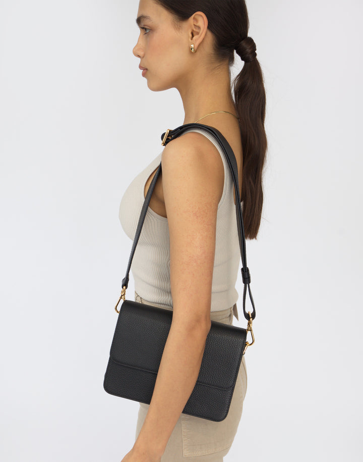 hyer goods recycled leather crossbody satchel bag black #color_black
