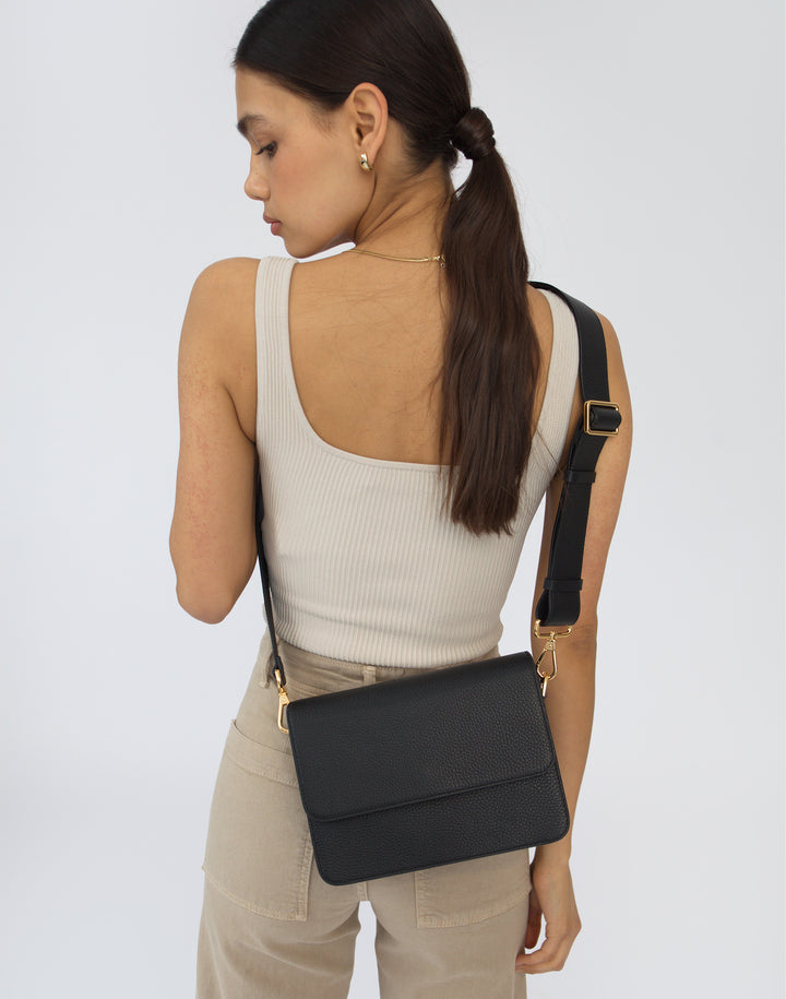 hyer goods recycled leather crossbody satchel bag black #color_black