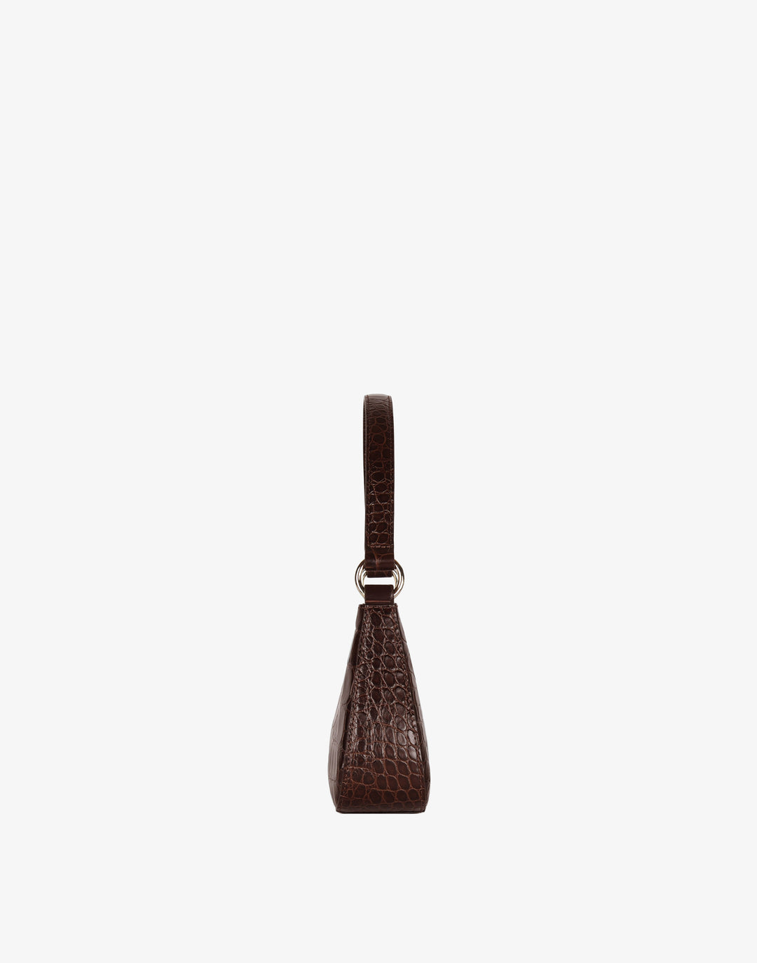 recycled genuine leather mini shoulder bag chocolate brown crocodile #color_choco-croco