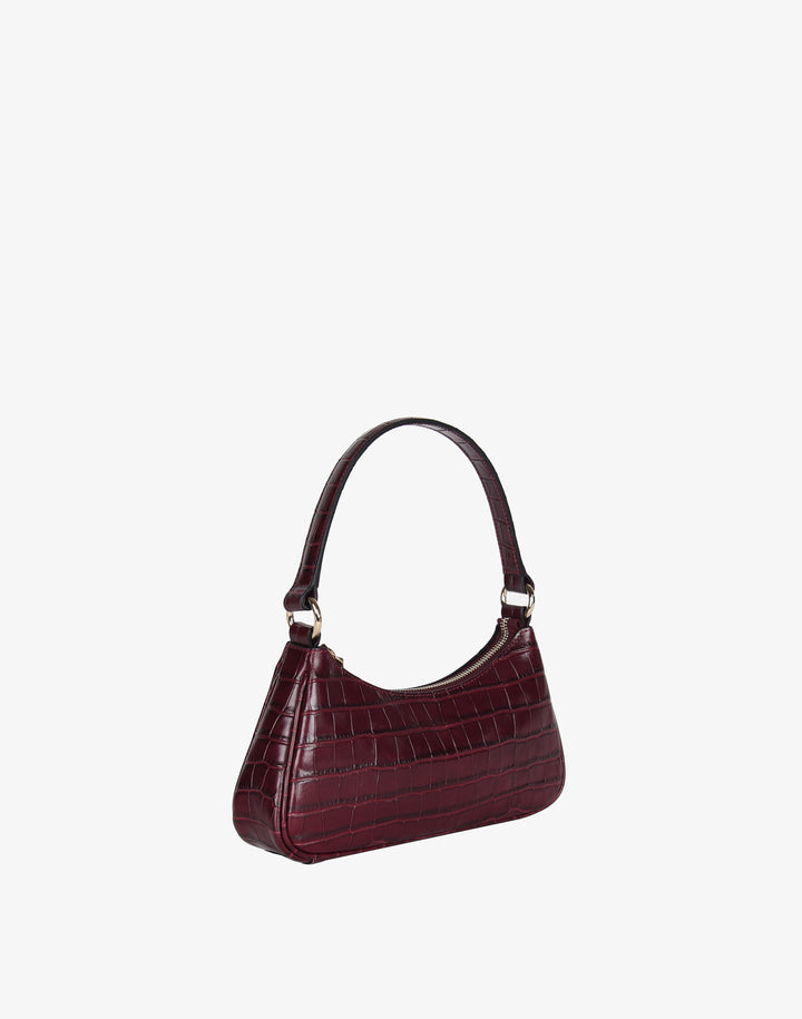 recycled genuine leather mini shoulder bag burgundy crocodile #color_burgundy-croco