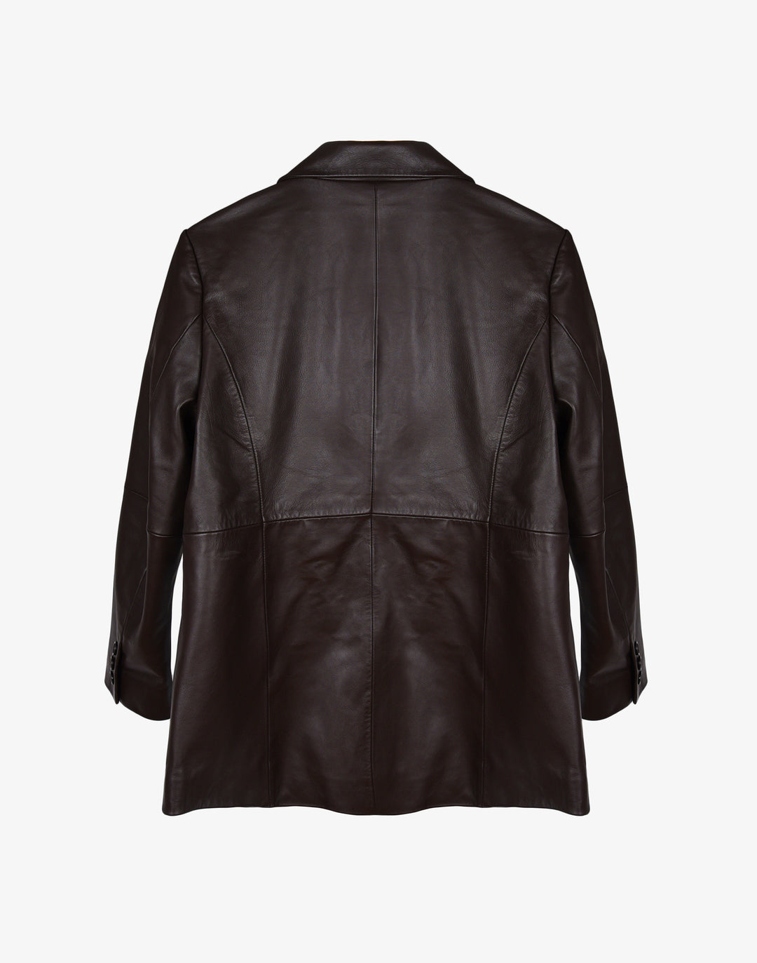 Sustainable leather blazer with relaxed fit in black #color_chocolate