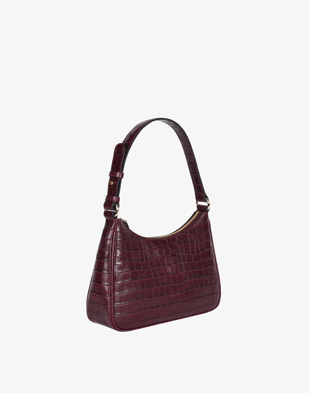 recycled genuine leather everyday shoulder bag burgundy crocodile#color_burgundy-croco