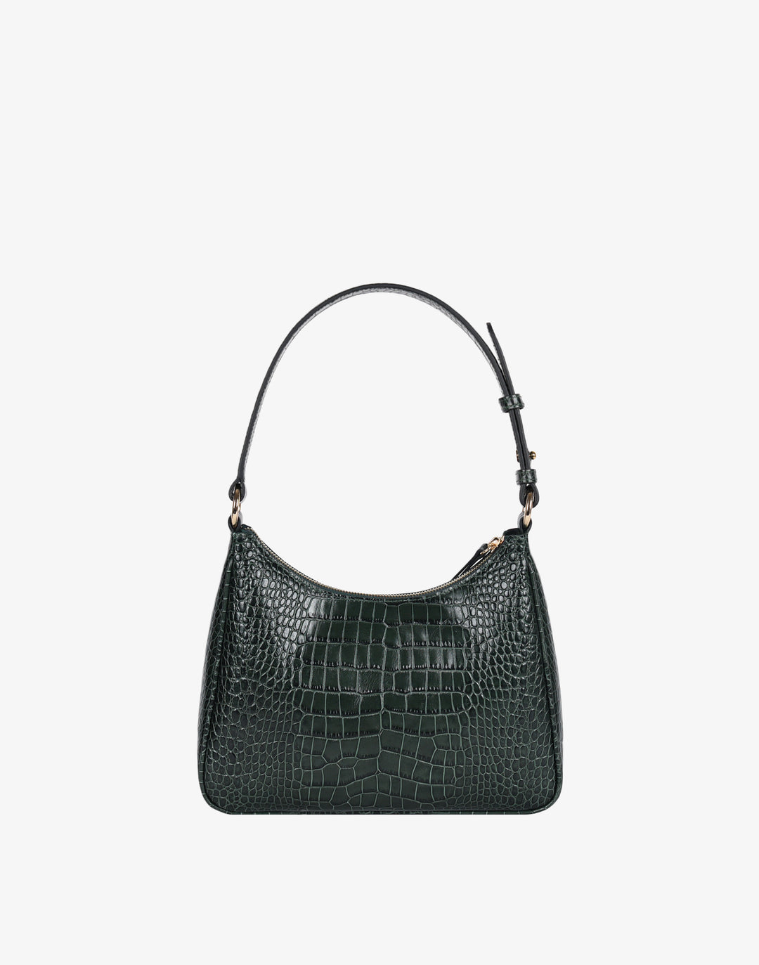 recycled genuine leather everyday shoulder bag dark green emerald croco#color_emerald-croco