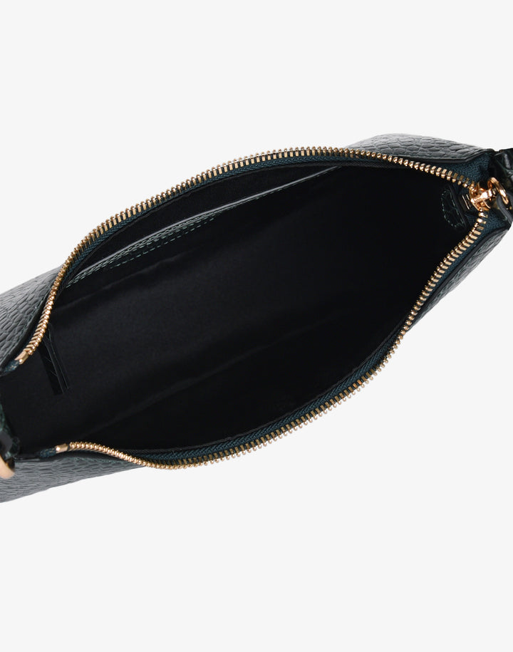 recycled genuine leather everyday shoulder bag dark green emerald croco#color_emerald-croco