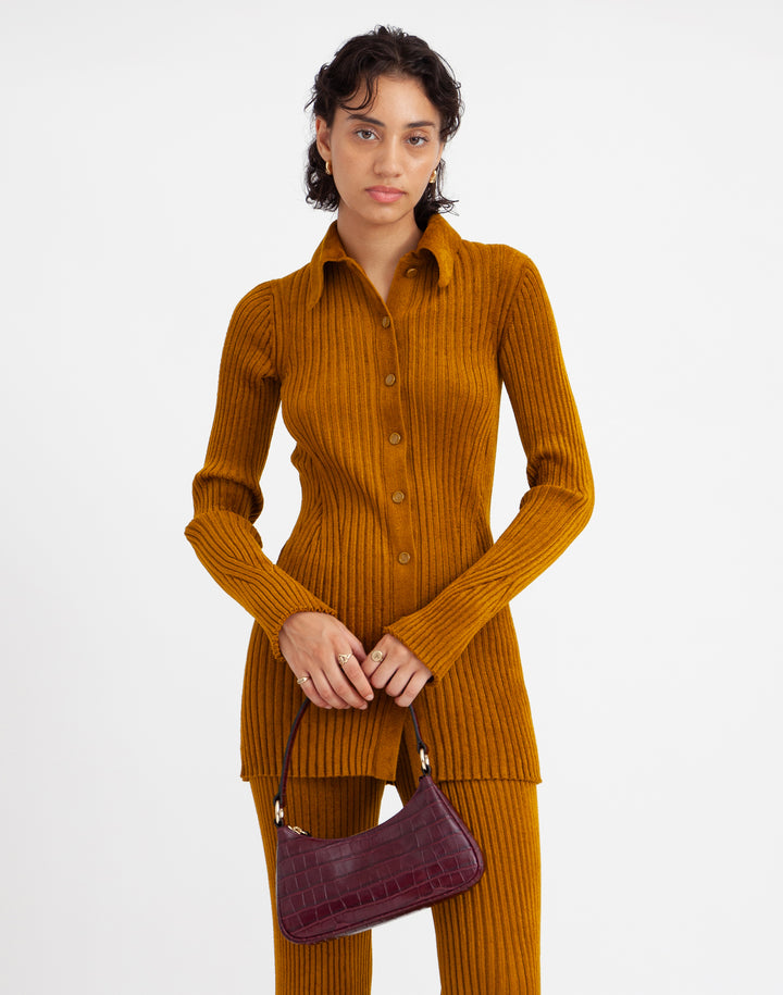 recycled genuine leather mini shoulder bag burgundy crocodile #color_burgundy-croco