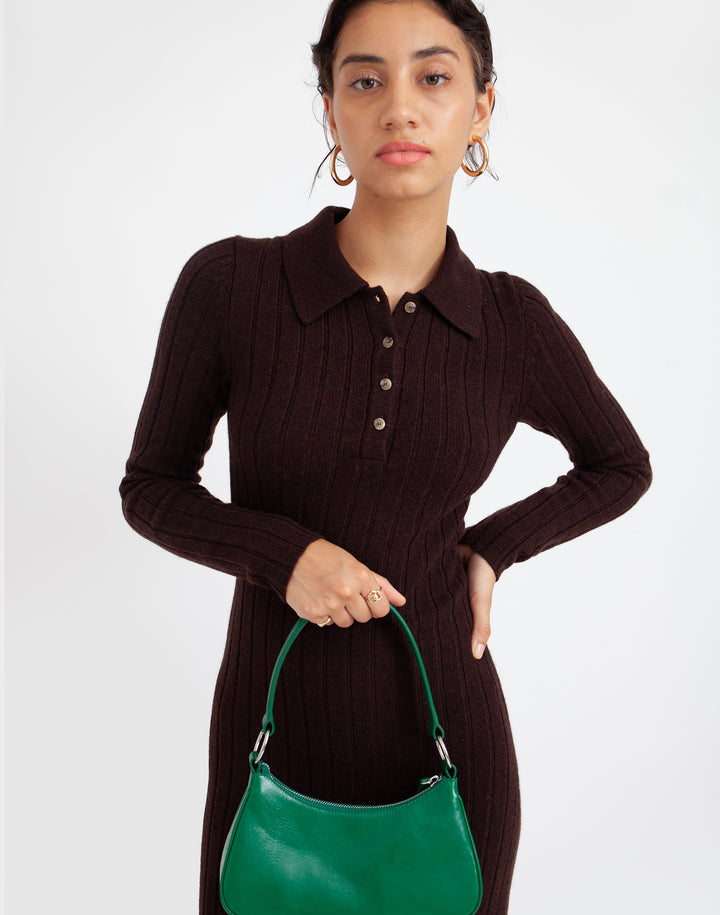 recycled genuine leather mini shoulder bag shiny green#color_glazed-green