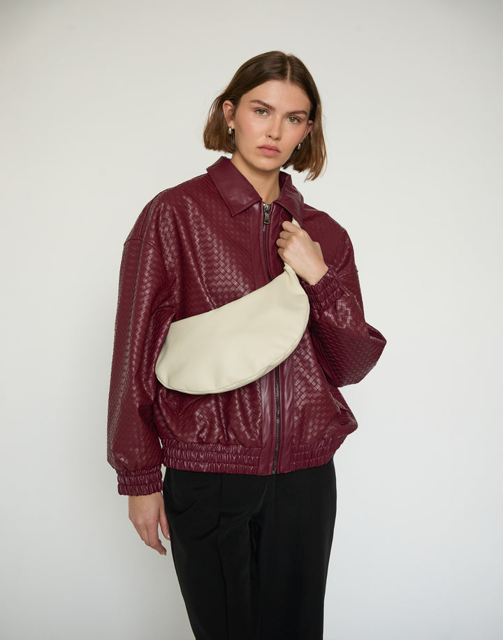 HYER GOODS convertible crossbody hobo  crescent bag Piccola ring bag #color_off-white