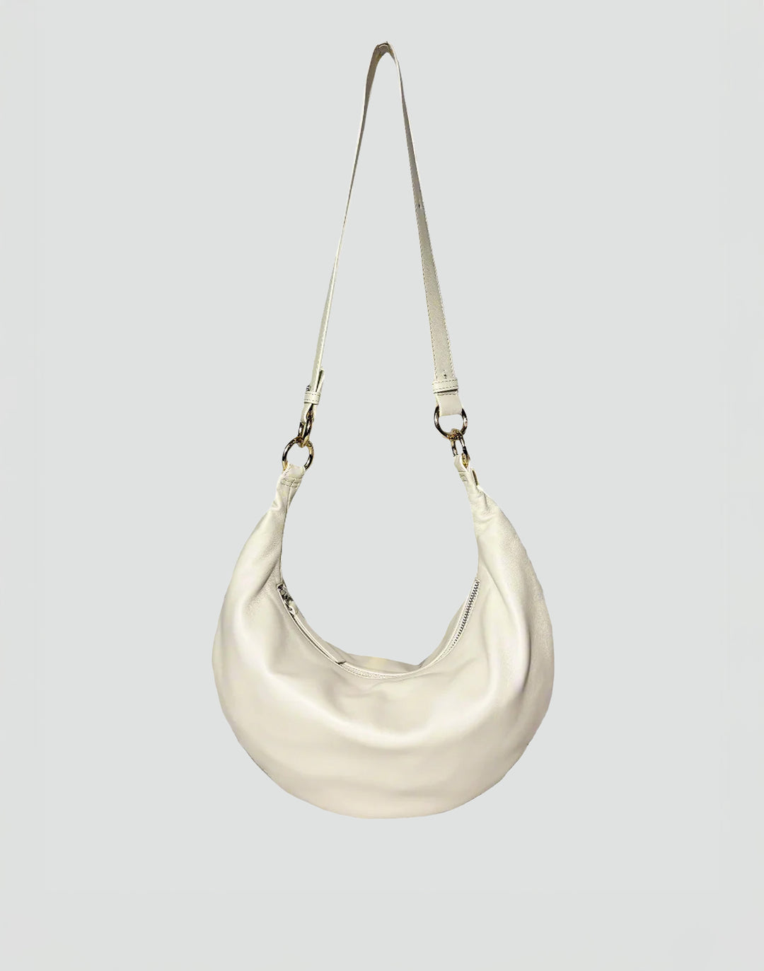 HYER GOODS convertible crossbody hobo  crescent bag Piccola ring bag #color_off-white