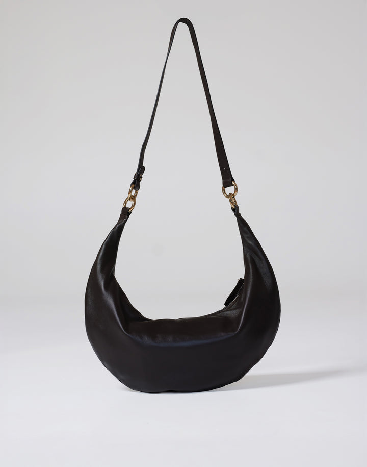 HYER GOODS convertible crossbody hobo Piccola ring bag #color_black-gold