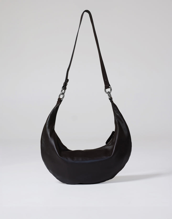 hyer goods ring bag convertible leather hobo bag#color_black-silver