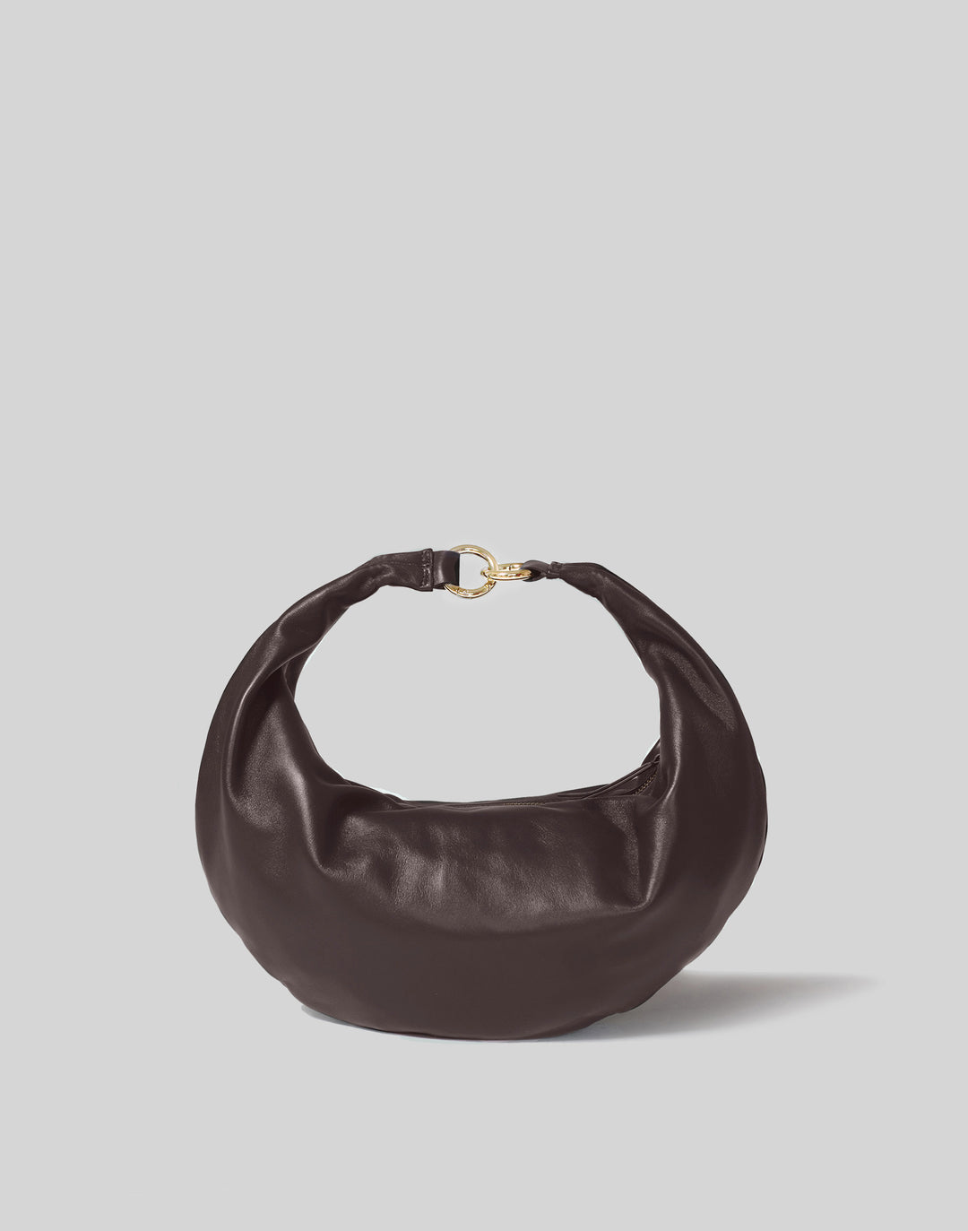 hyer goods ring bag convertible leather hobo crescent bag#color_chocolate