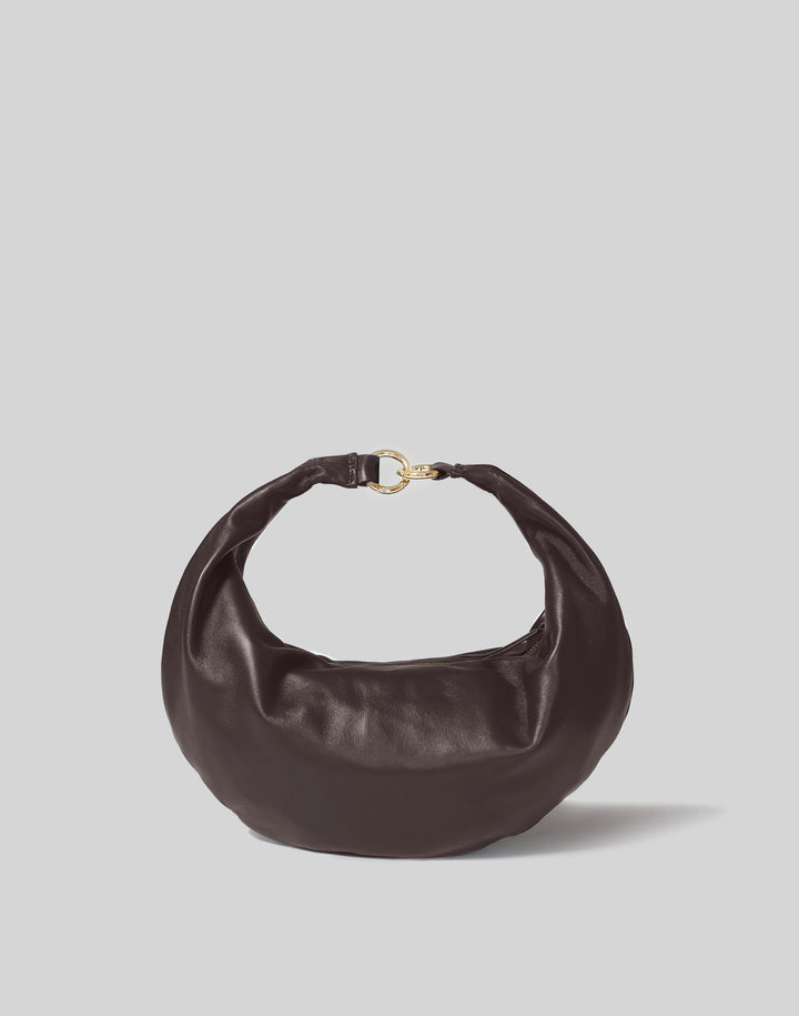 hyer goods ring bag convertible leather hobo crescent bag#color_chocolate