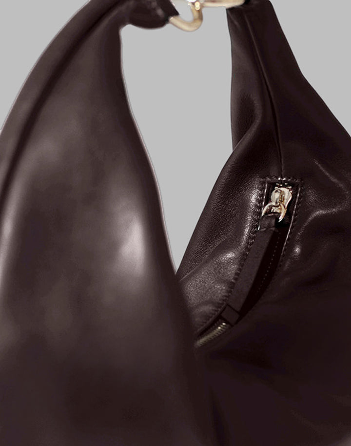 hyer goods ring bag convertible leather hobo crescent bag#color_chocolate