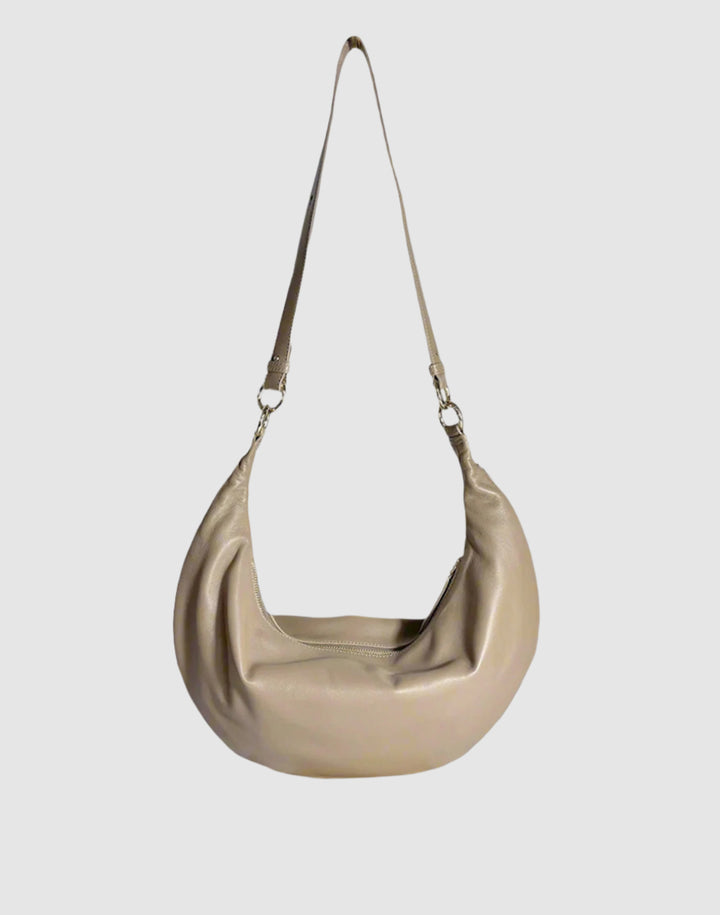 hyer goods ring bag convertible leather hobo bag#color_taupe