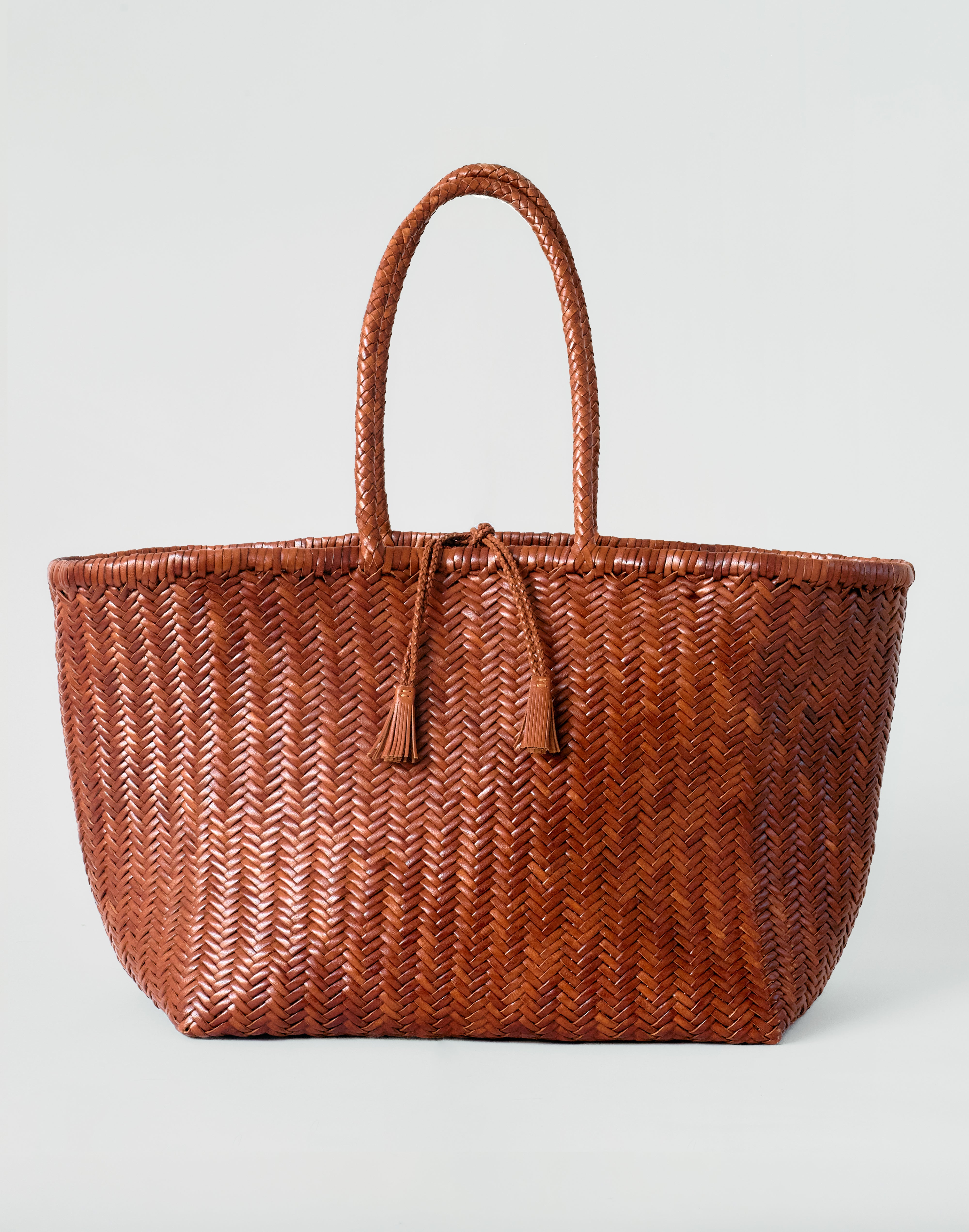 RePLAY（CTHY） LEATHER JUTE TOTE BAG Woven Leather Tote Bag | Handwoven Leather Bag with Tie Closure