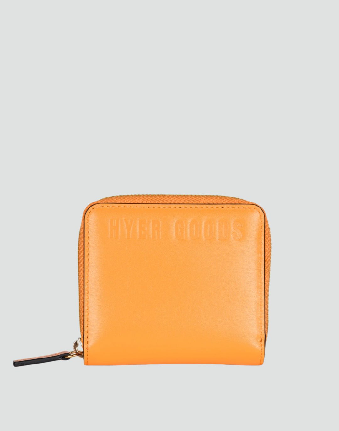 hyer goods recycled leather zip around wallet neon orange#color_neon-orange