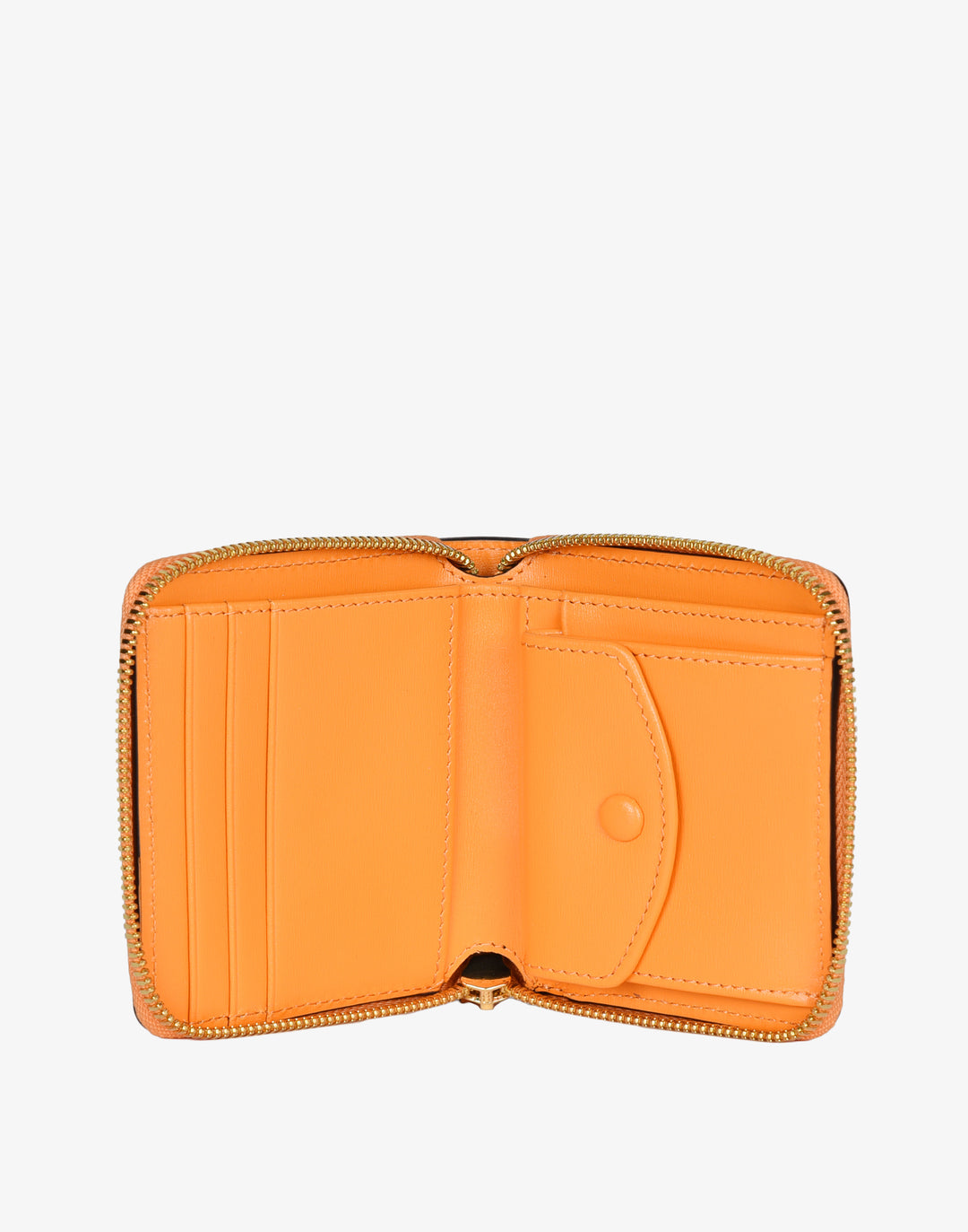 hyer goods recycled leather zip around wallet neon orange#color_neon-orange