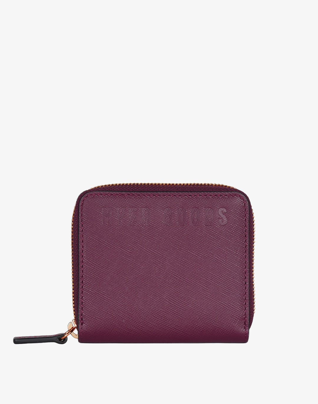 hyer goods recycled leather zip around wallet dark purple wine#color_wine-saffiano