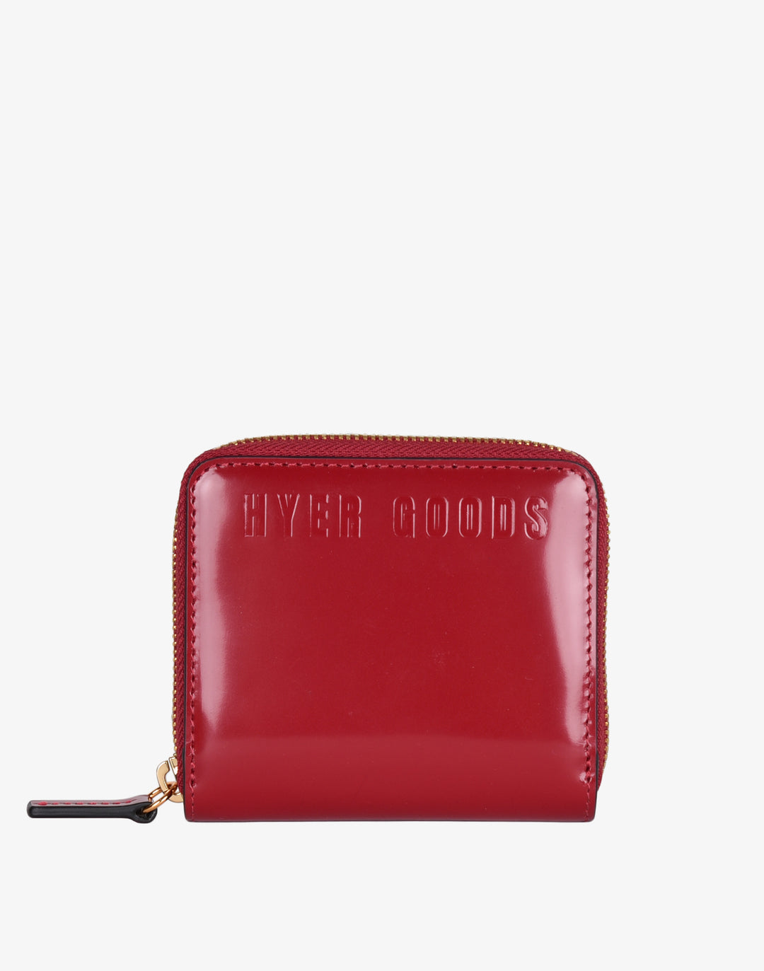 hyer goods recycled leather zip around wallet shiny red patent#color_glazed-red