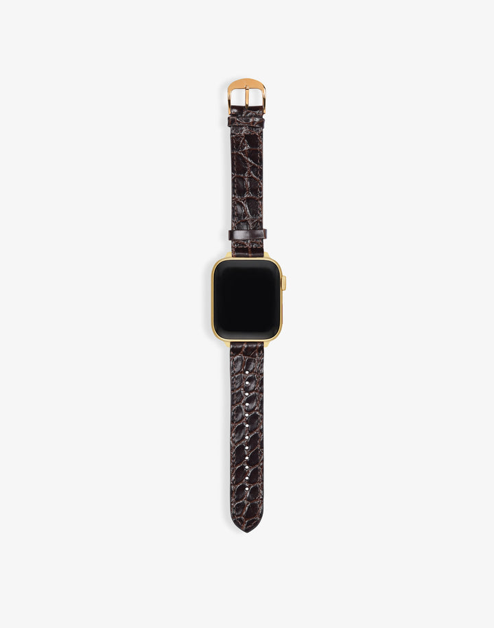 Hyer Goods recycled leather Apple Watch Band chocolate crocodile #color_choco-croco