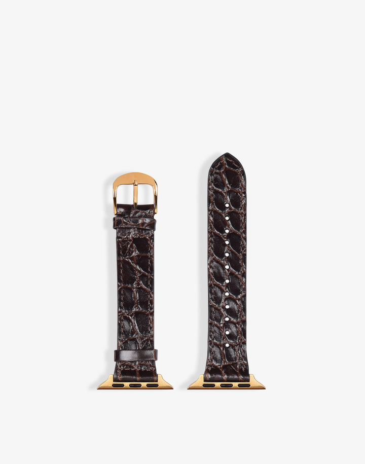 Hyer Goods recycled leather Apple Watch Band chocolate crocodile #color_choco-croco