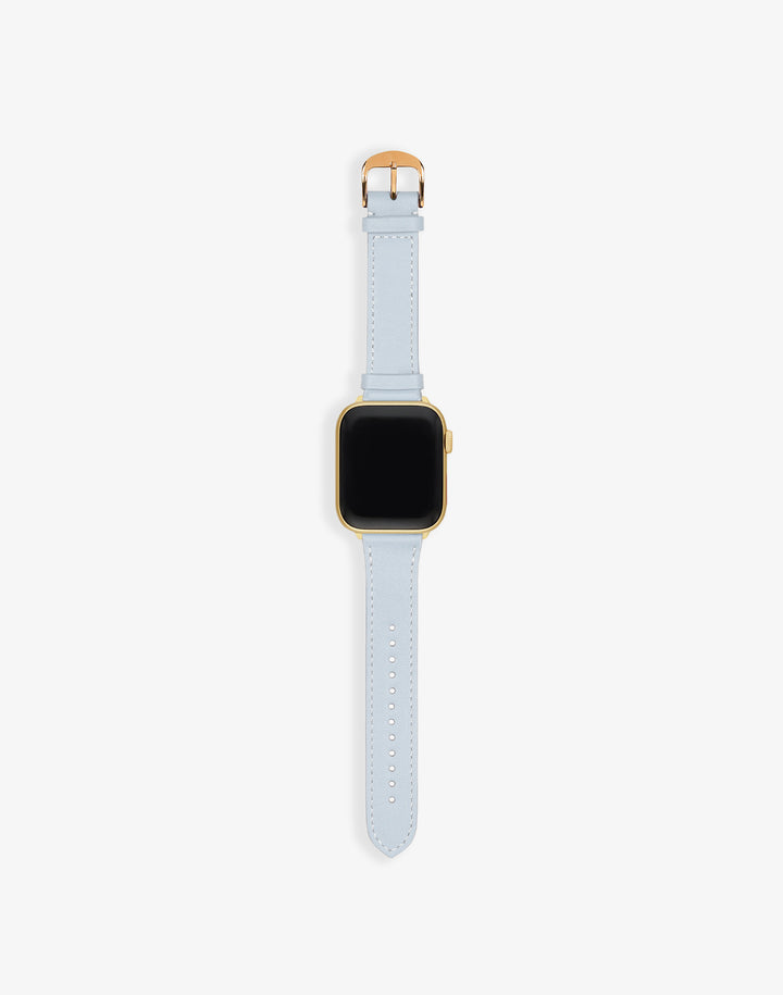 Hyer Goods recycled leather Apple Watch Band pale blue gold hardware 38/40/41mm #color_pale-blue
