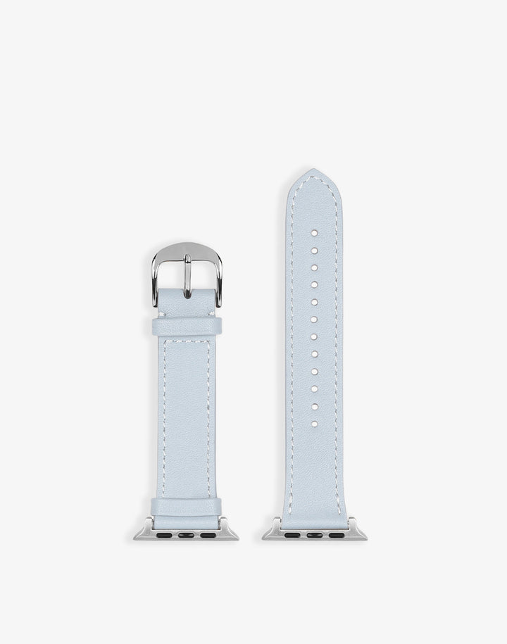 Hyer Goods recycled leather Apple Watch Band pale blue silver hardware 38/40/41mm#color_pale-blue