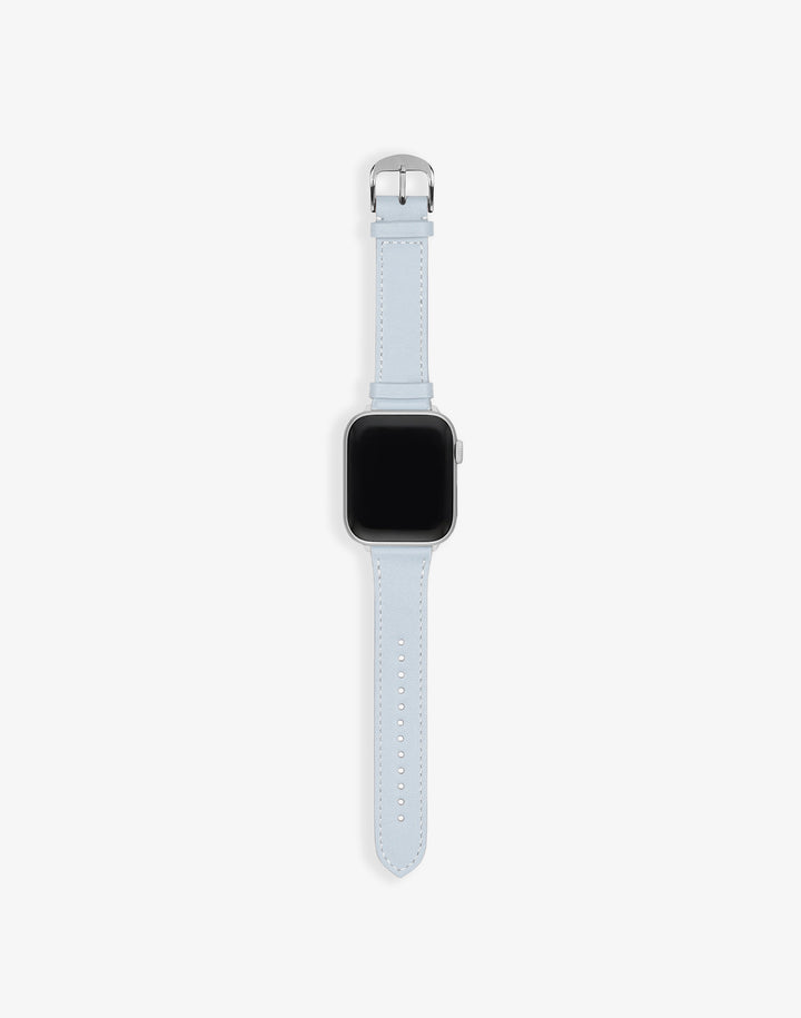 Hyer Goods recycled leather Apple Watch Band pale blue silver hardware 38/40/41mm#color_pale-blue