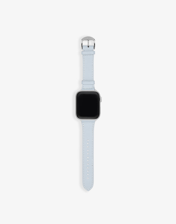 Hyer Goods recycled leather Apple Watch Band pale blue silver hardware 42/44/45/49mm #color_pale-blue