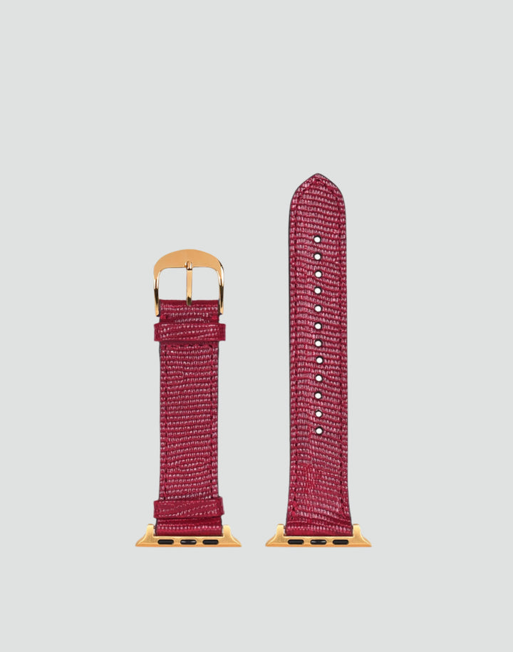 Hyer Goods recycled leather Apple Watch Band cherry red lizard gold hardware 38/40/41mm#color_cherry-red-lizard