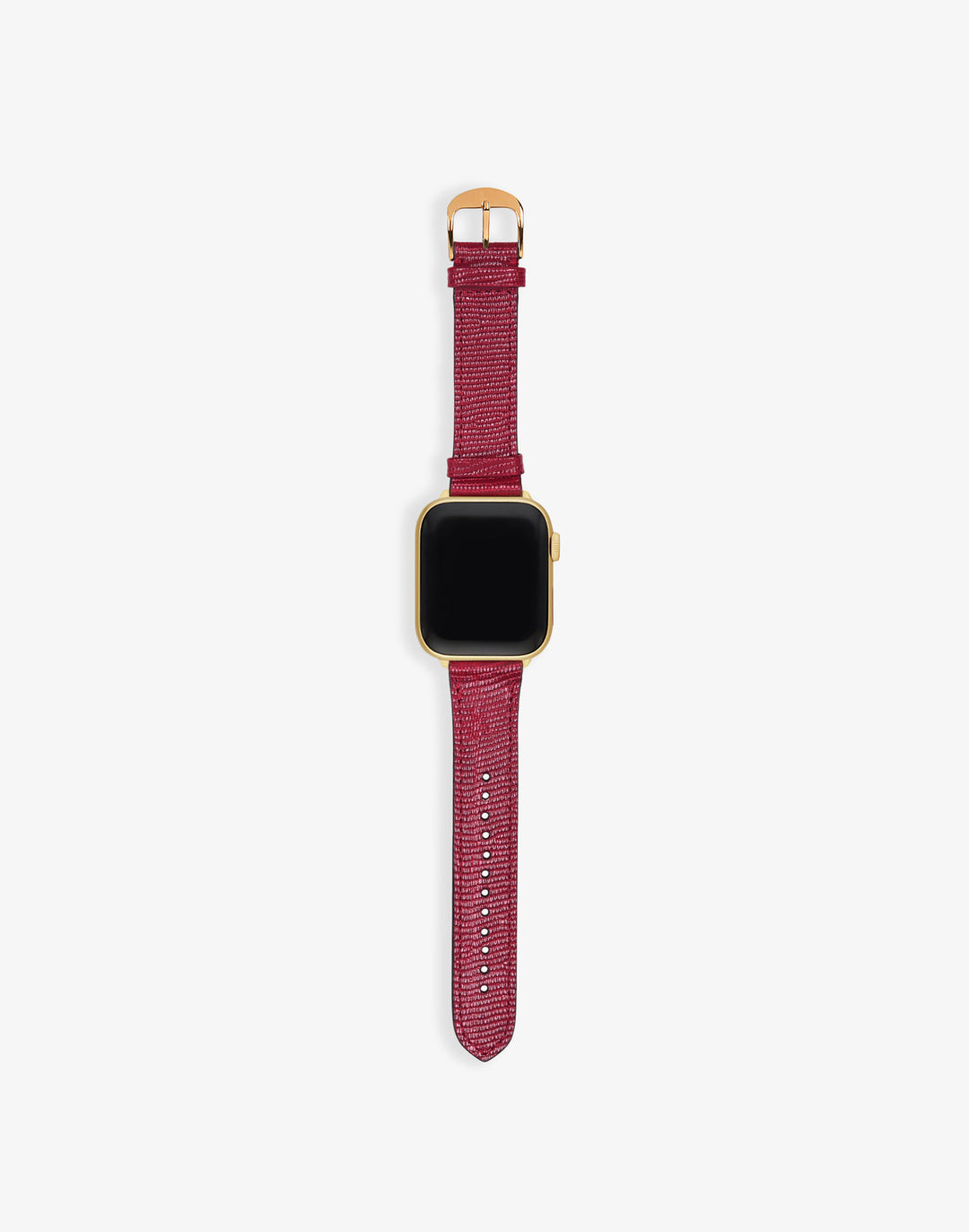 Hyer Goods recycled leather Apple Watch Band cherry red lizard gold hardware 38/40/41mm#color_cherry-red-lizard