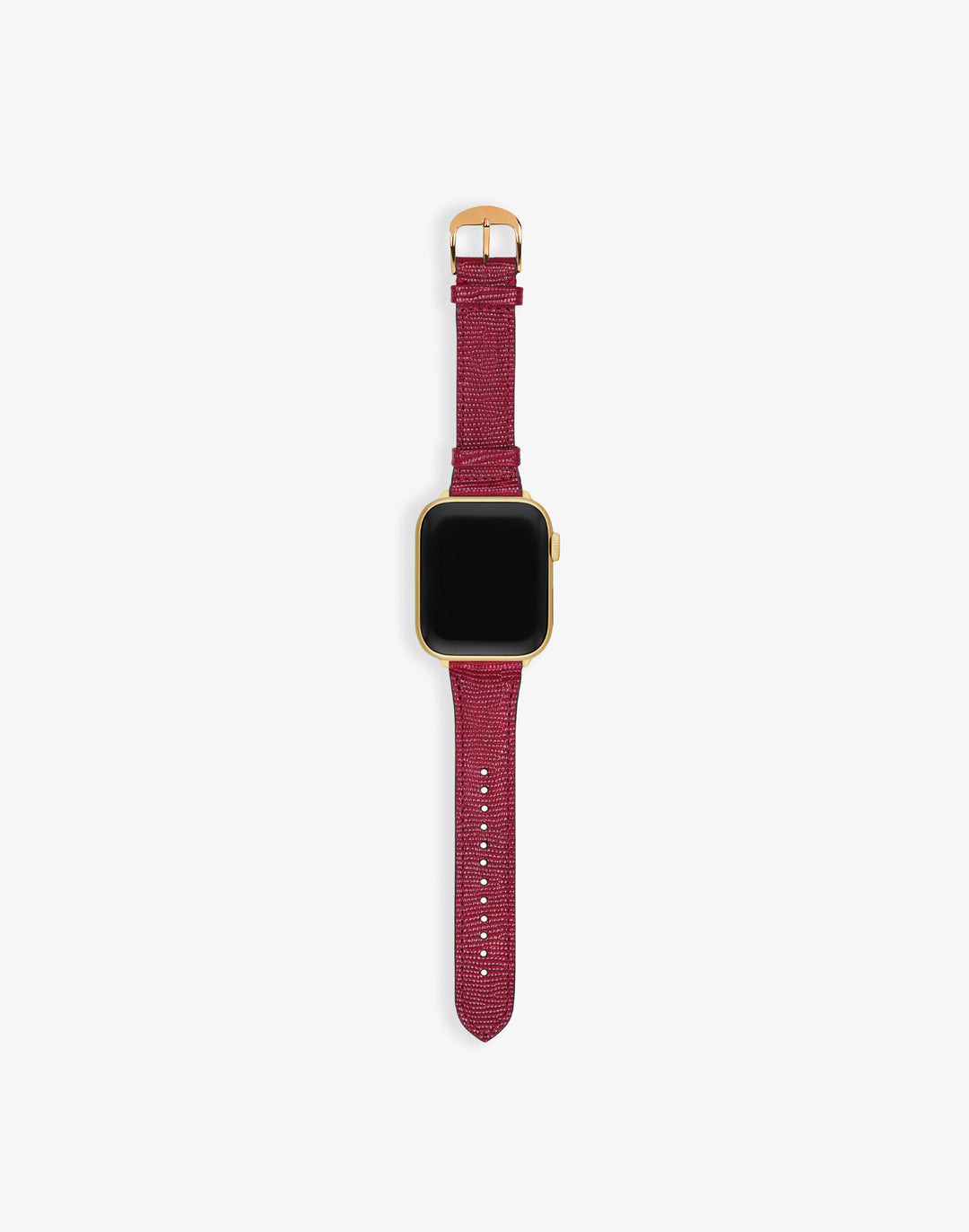 Hyer Goods recycled leather Apple Watch Band cherry red lizard gold hardware 42/44/45/49mm #color_cherry-red-lizard