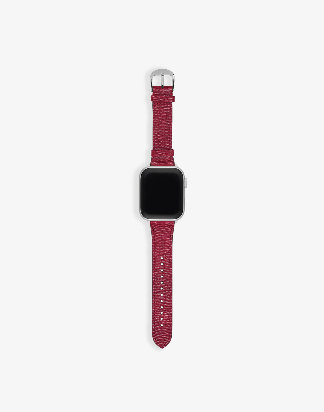 Hyer Goods recycled leather Apple Watch Band cherry red lizard silver hardware 42/44/45/49mm #color_cherry-red-lizard