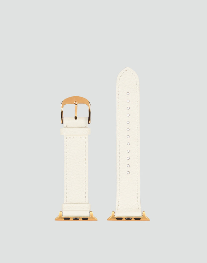 Hyer Goods recycled leather Apple Watch Band white gold hardware 38/40/41mm#color_white