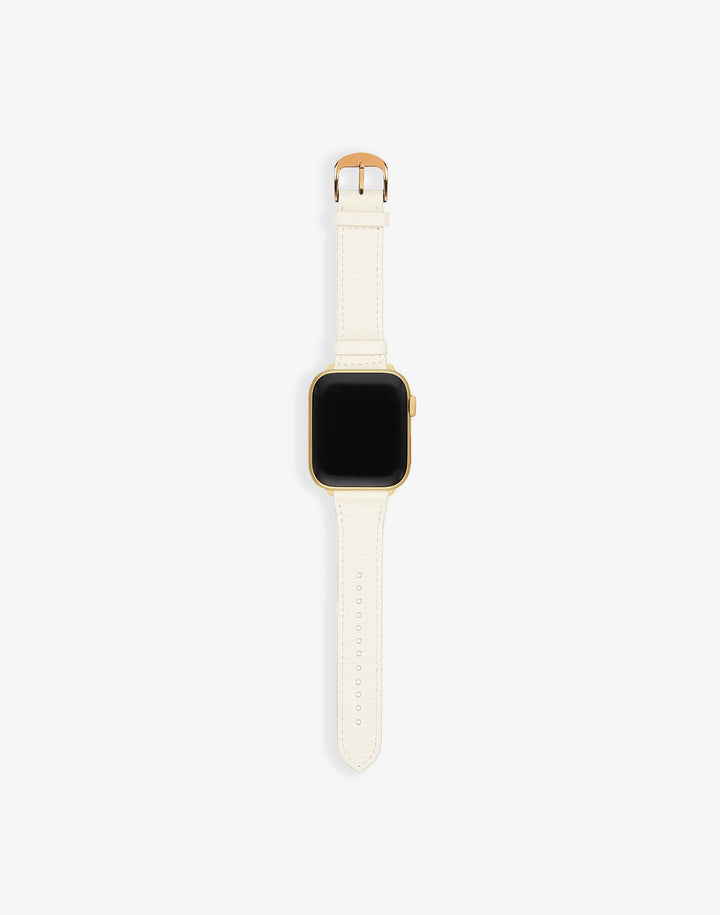 Hyer Goods recycled leather Apple Watch Band white gold hardware 42/44/45/49mm #color_white