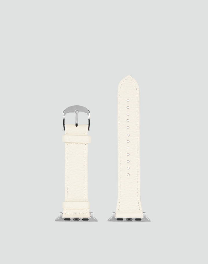 Hyer Goods recycled leather Apple Watch Band white silver hardware 38/40/41mm#color_white