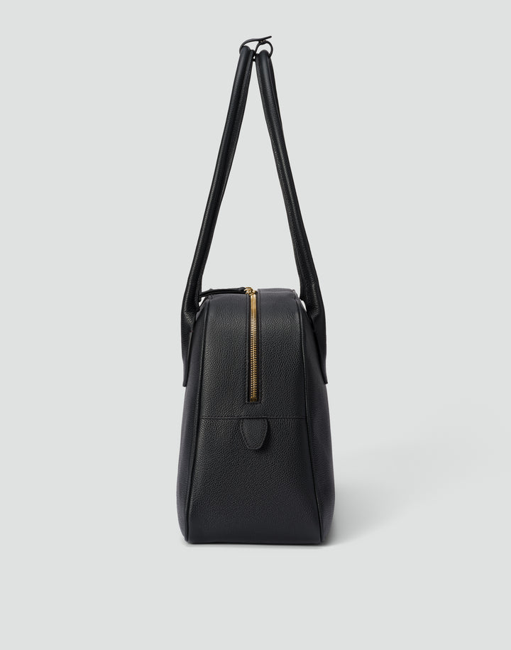 hyer goods autostrada leather zip top tote  bag#color_black