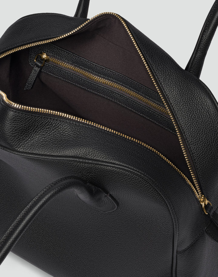 hyer goods autostrada leather zip top tote  bag#color_black