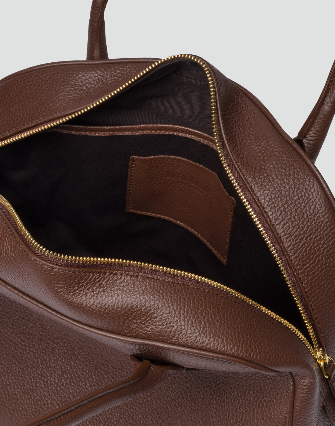 hyer goods autostrada leather zip top tote  bag#color_brown