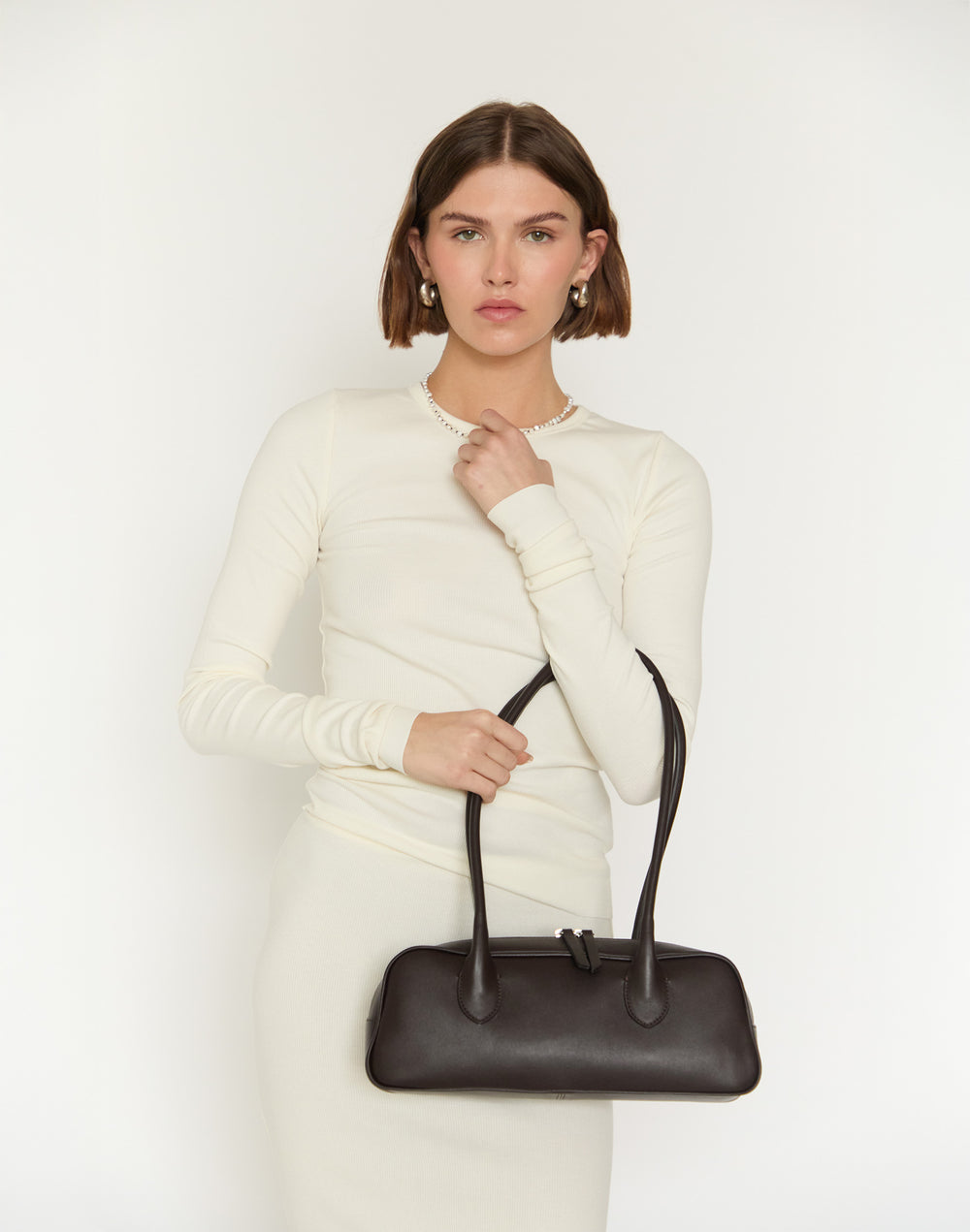 HYER GOODS La Strada East West Bag in chocolate brown #color_chocolate