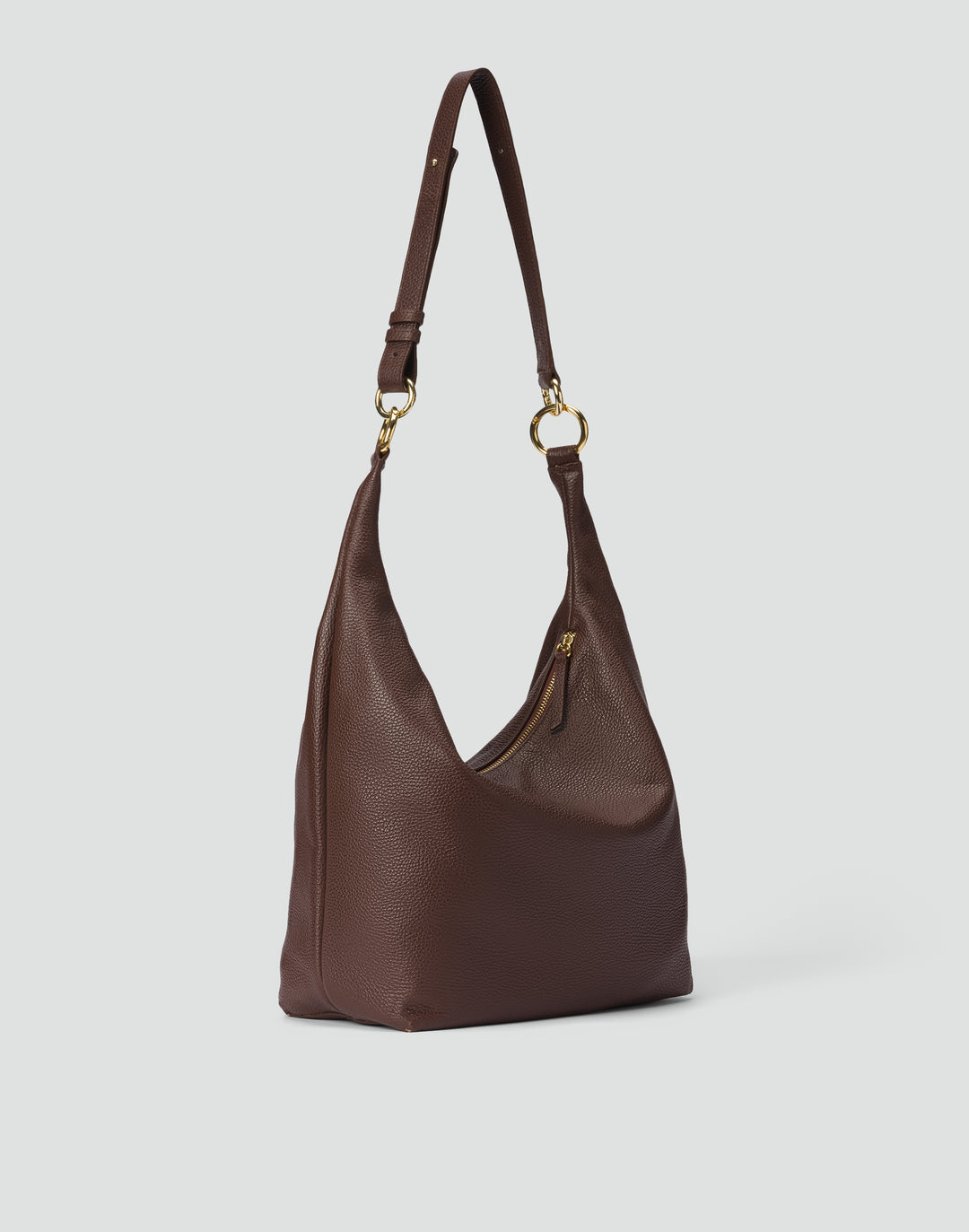 HYER GOODS tumbled leather oversized hobo ring bag brown#color_brown