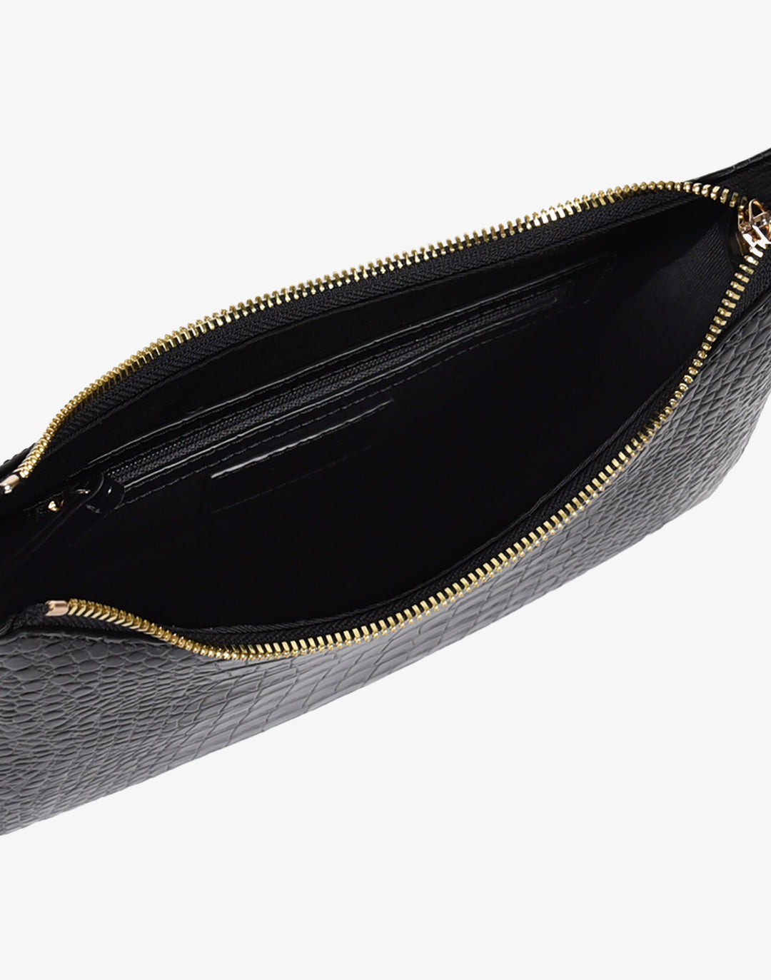 recycled genuine leather everyday shoulder bag black crocodile#color_black-croco