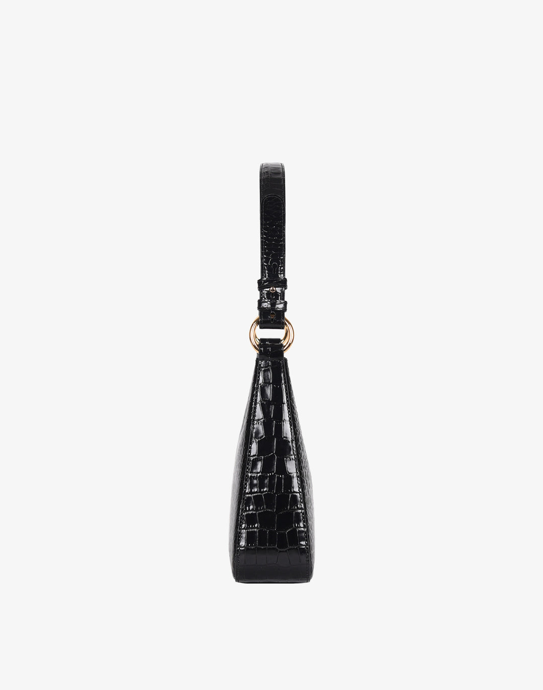 recycled genuine leather everyday shoulder bag black crocodile#color_black-croco