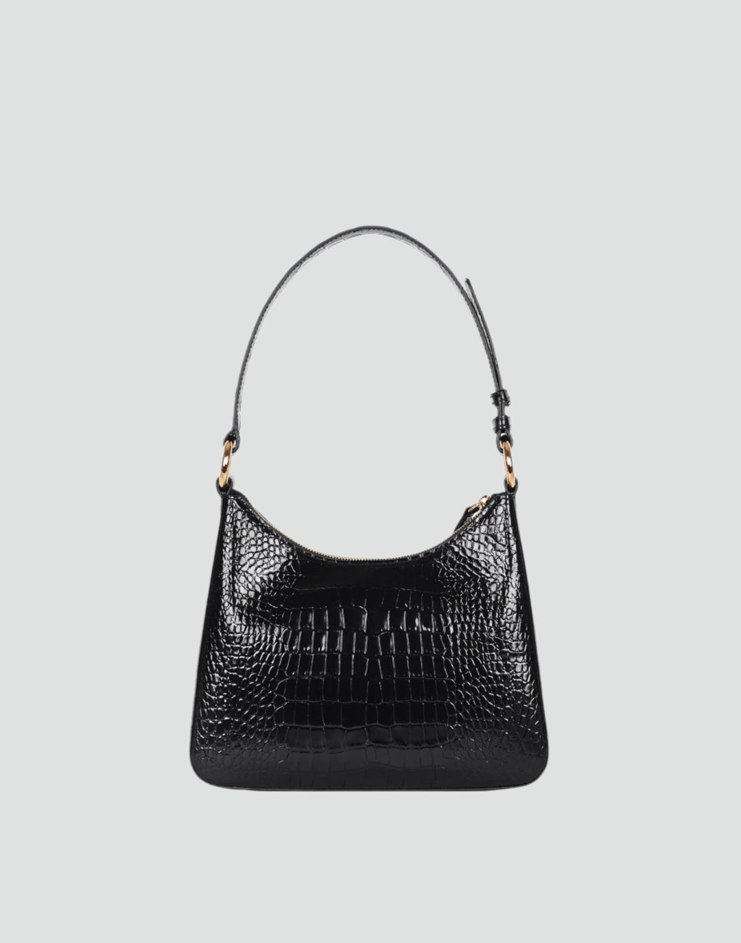 recycled genuine leather everyday shoulder bag black crocodile#color_black-croco