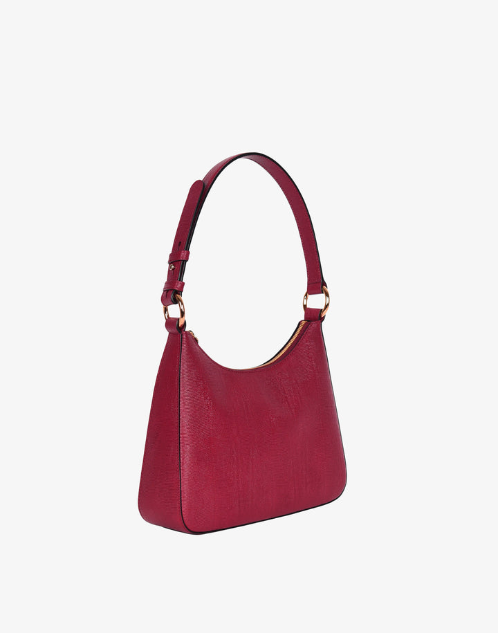 recycled genuine leather everyday shoulder bag cherry red lizard#color_cherry-red-lizard
