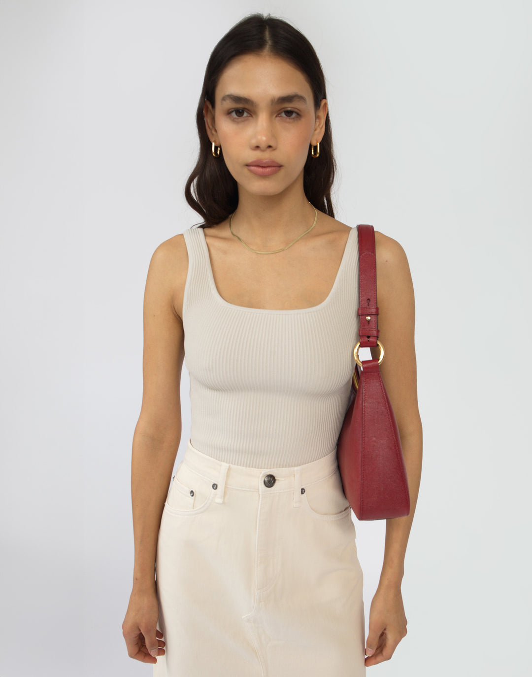 recycled genuine leather everyday shoulder bag cherry red lizard#color_cherry-red-lizard