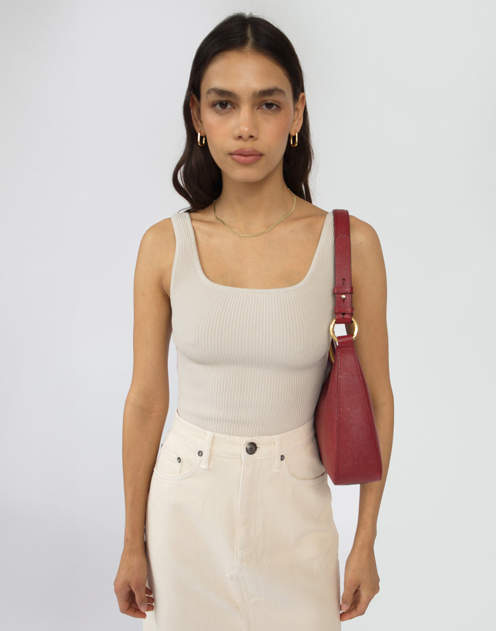 recycled genuine leather everyday shoulder bag cherry red lizard#color_cherry-red-lizard