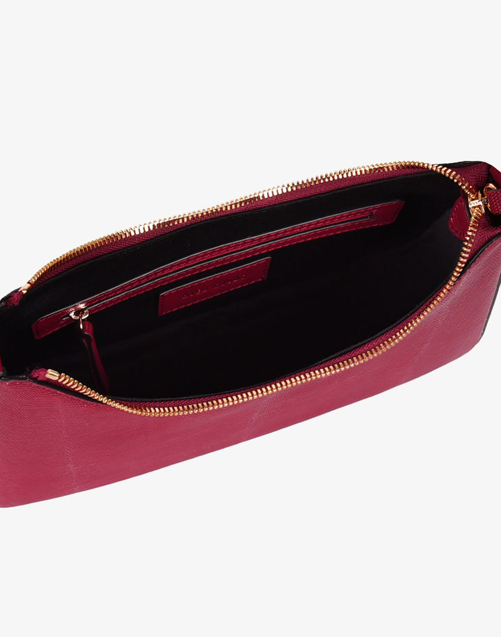 recycled genuine leather everyday shoulder bag cherry red lizard#color_cherry-red-lizard